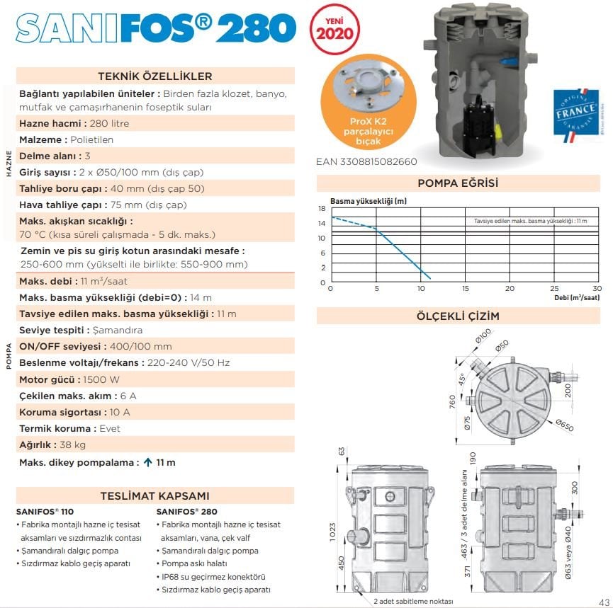 Sanifos 280 Monofaze 220 Volt Foseptik ve Pis Su, Otomatik Tahliye İstasyonu-3